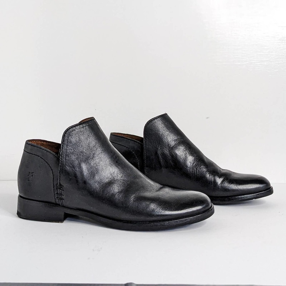 Frye Shootie Elyssa Leather Ankle Booties Low Heel Comfort Shoe Black Size 9.5